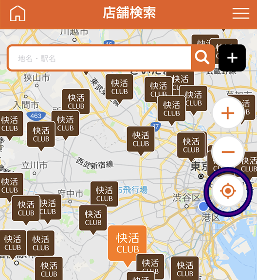 快活アプリで『地図検索ができない』場合は、GPSをONにしてお試しくださいませ