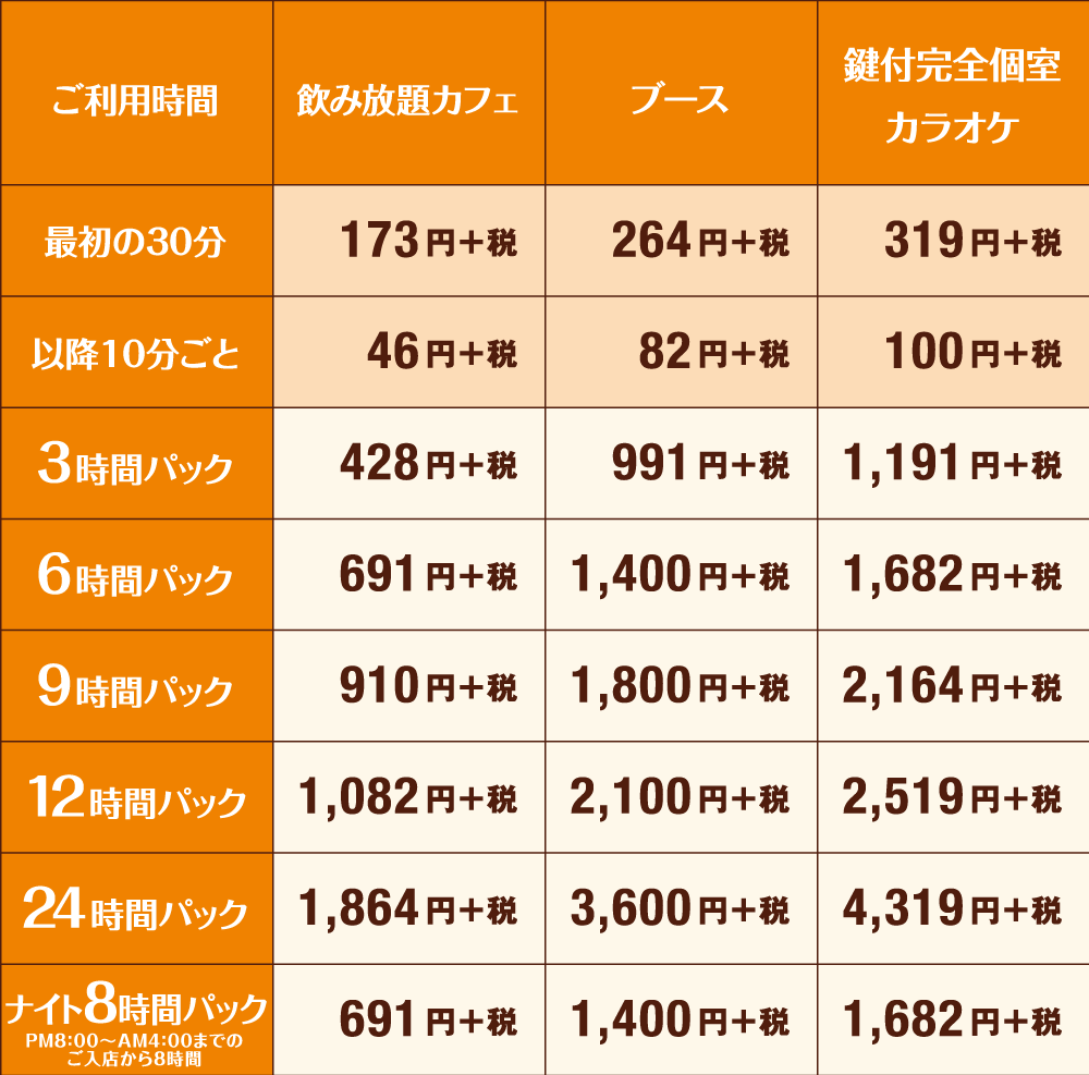 快活club 秋田牛島店のご案内 店舗検索 料金